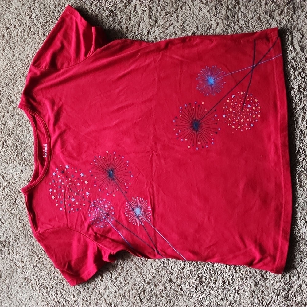 Womens basic editions Americana star tee L